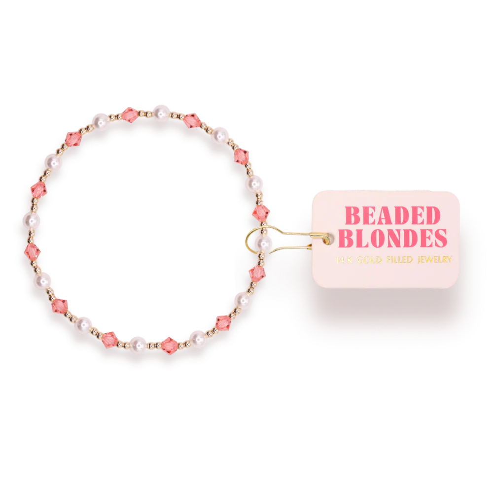 Beaded Blonde-Pink Pearl June Bracelet