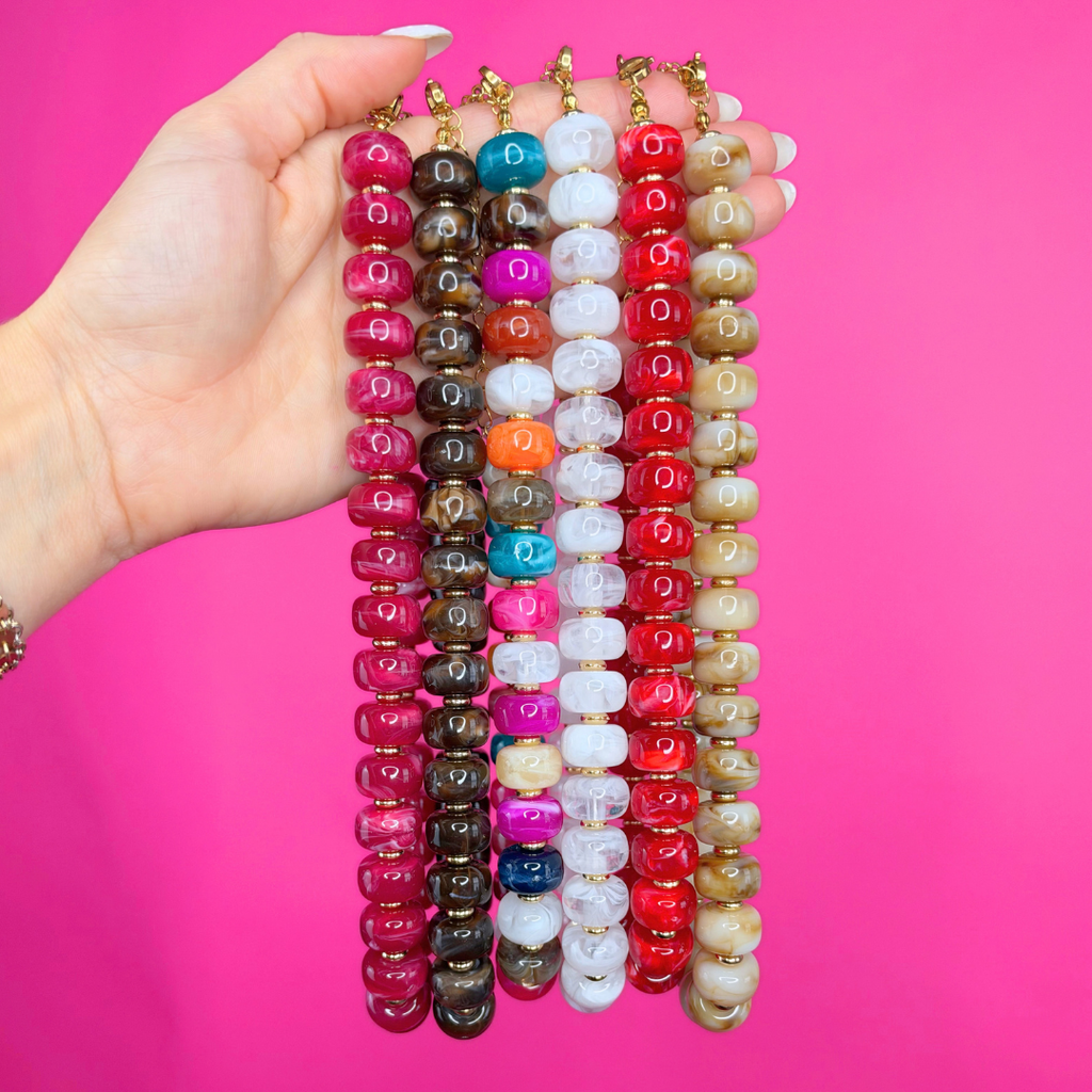Jasmine Beaded Necklace: Tan
