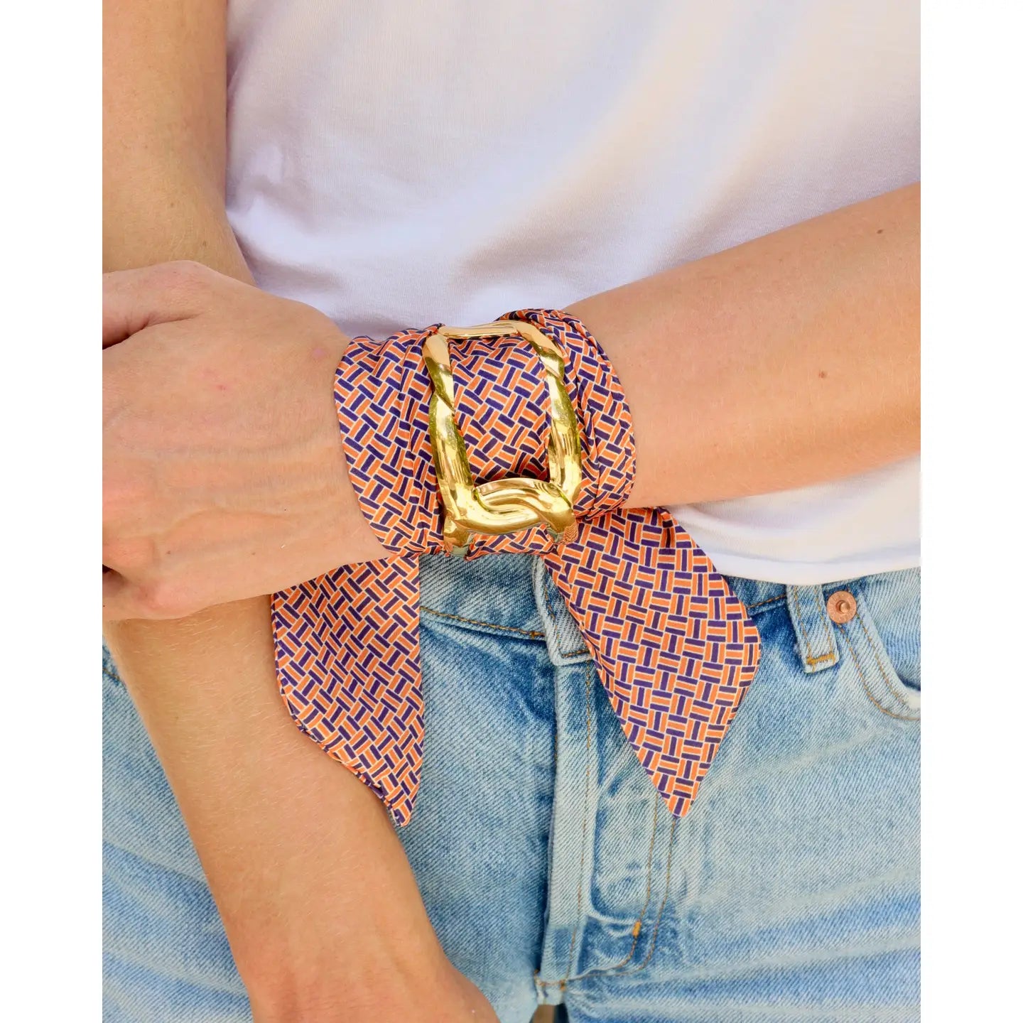 Caroline Hill- Serafina Scarf Bracelet Navy Orange
