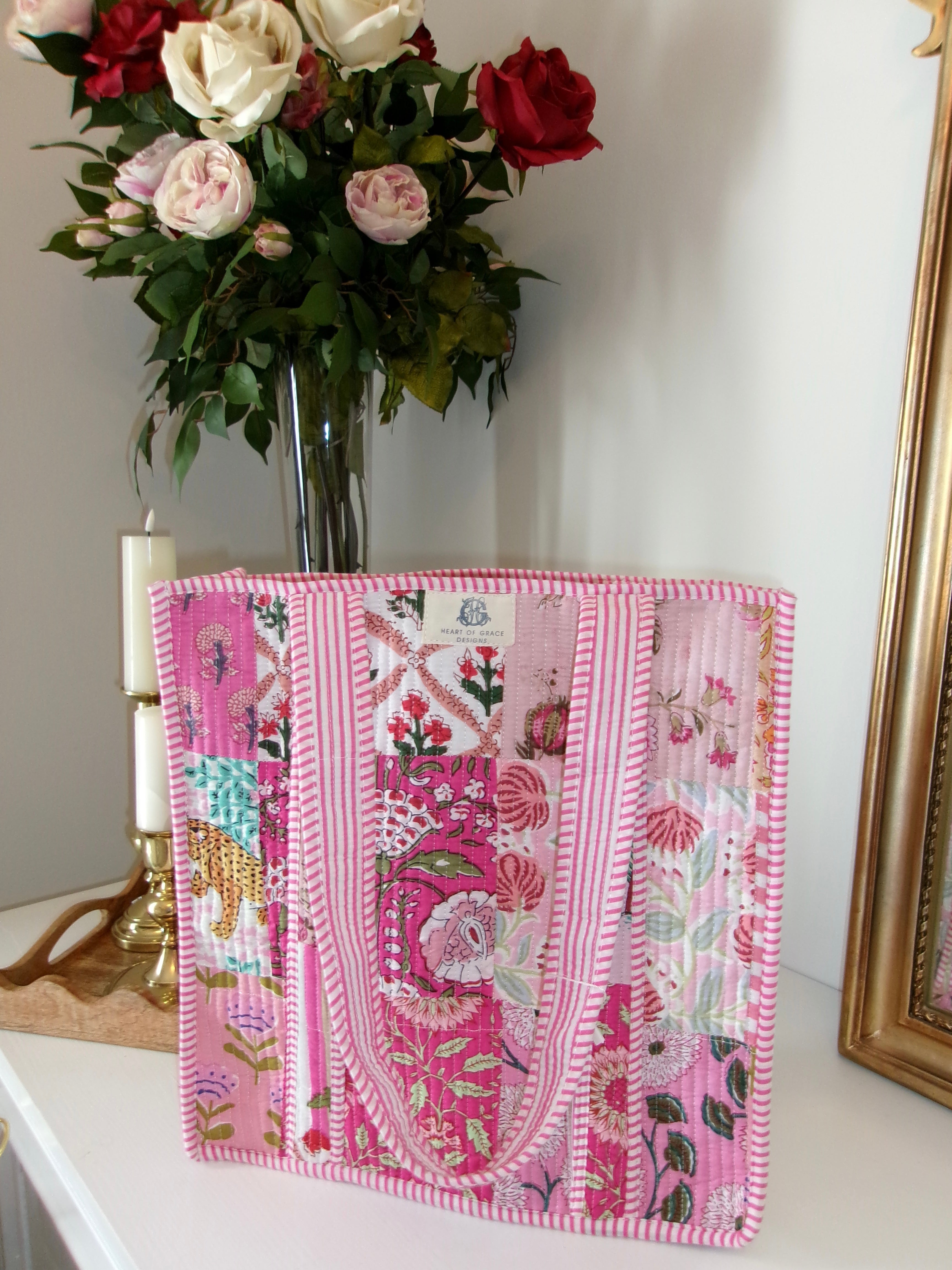 Heart Of Grace- Pink City Patchwork Regular Quilted Tote