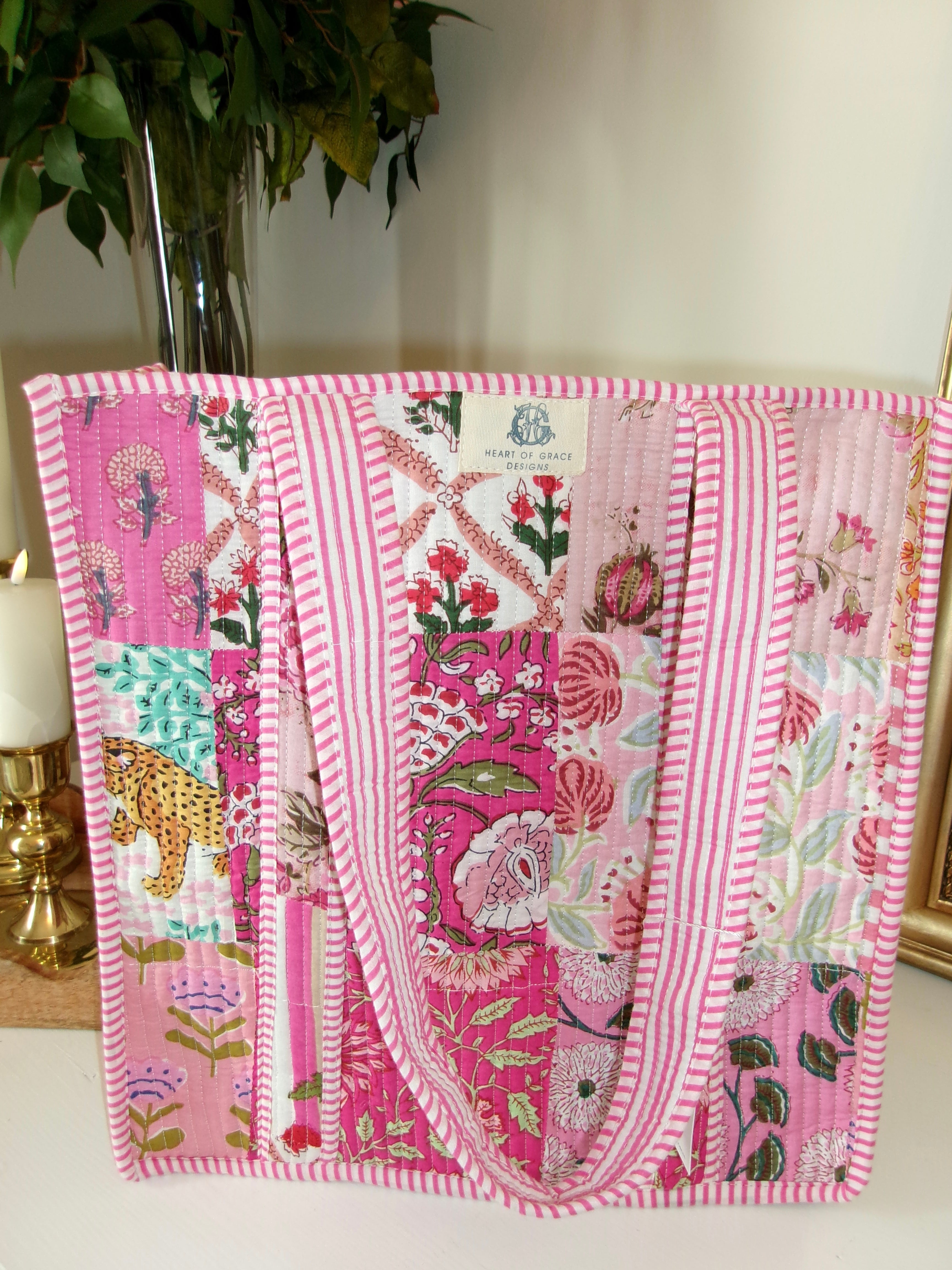Heart Of Grace- Pink City Patchwork Regular Quilted Tote