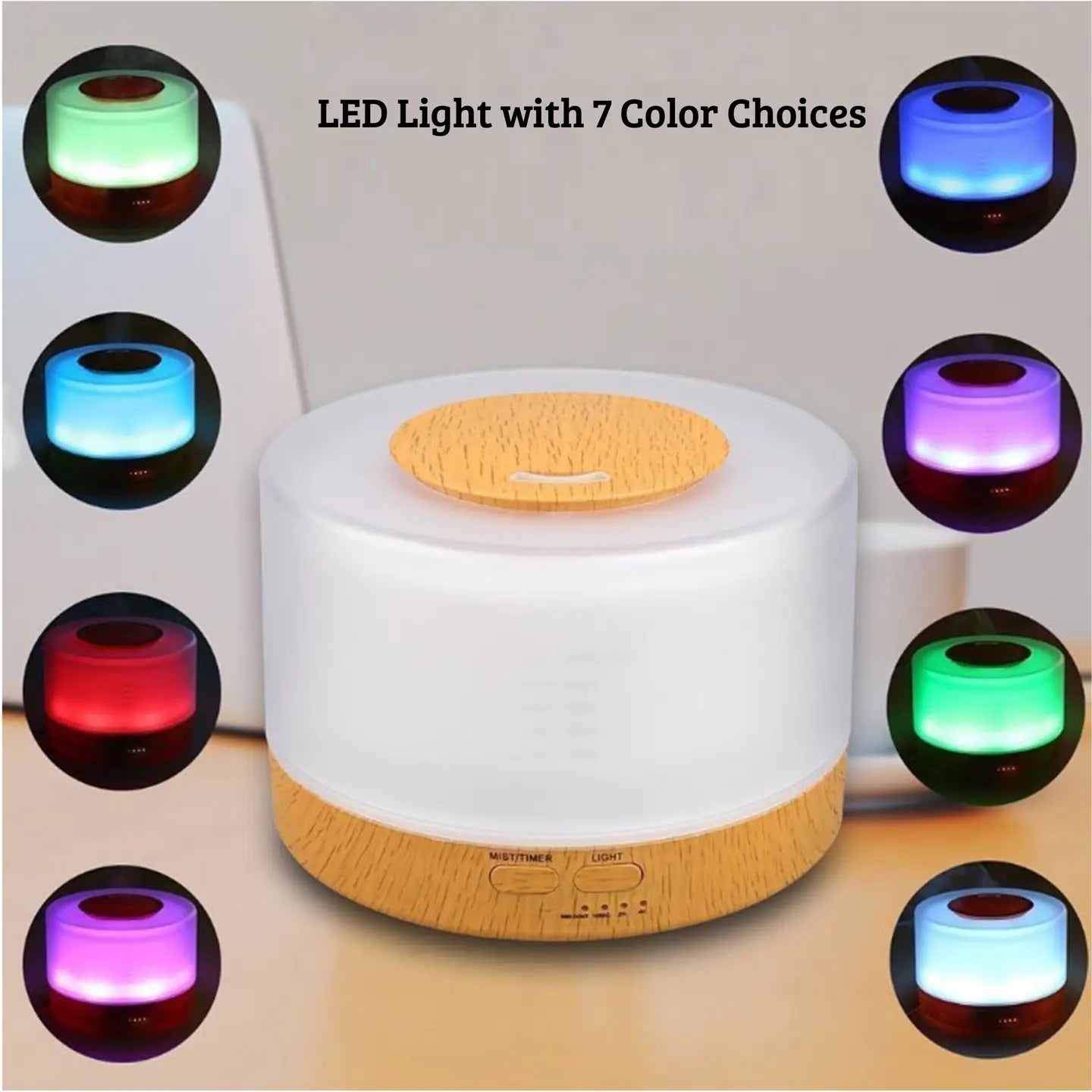 Diffuser- 700ml Ultrasonic Home Diffuser, Natural Wood and White