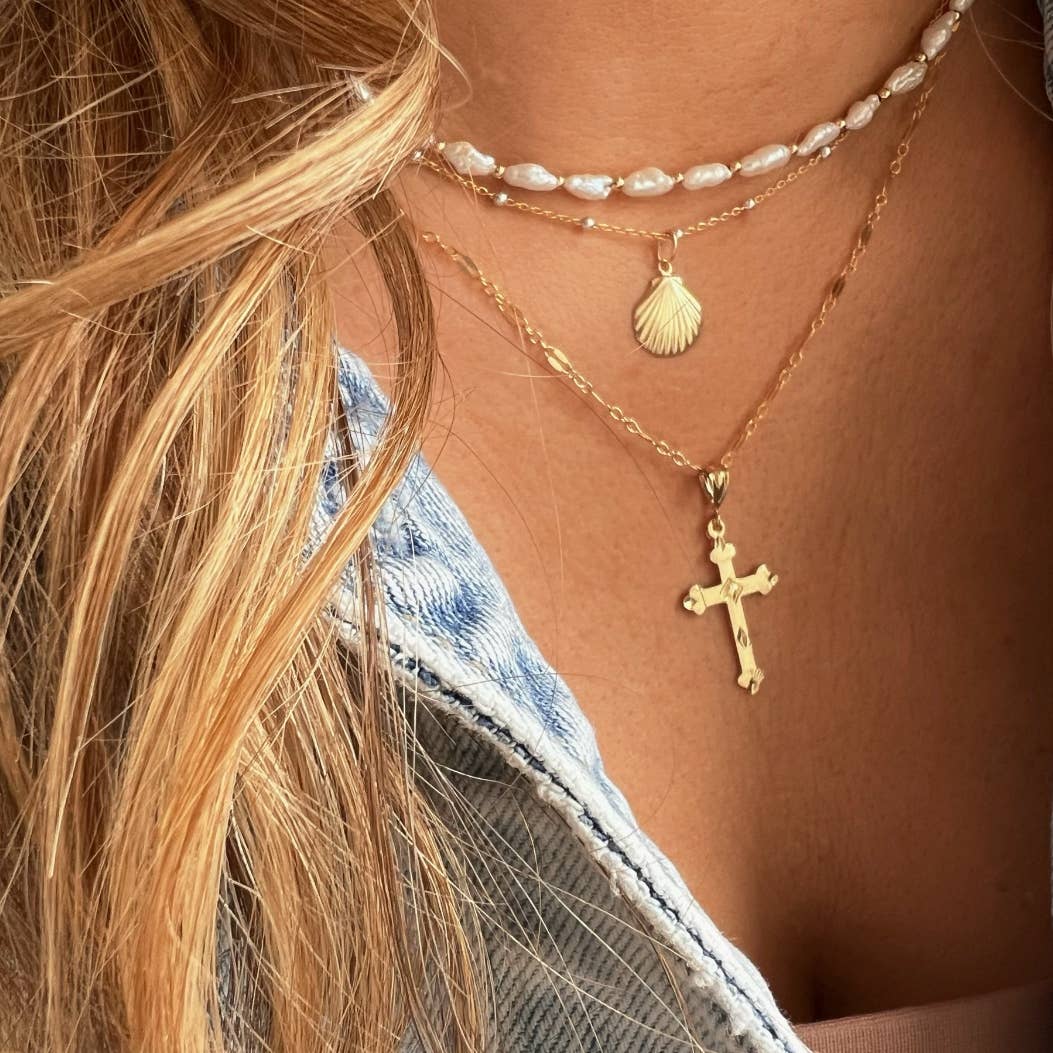 Risen Religious Cross Necklace Gold Filled Sterling Silver: Silver