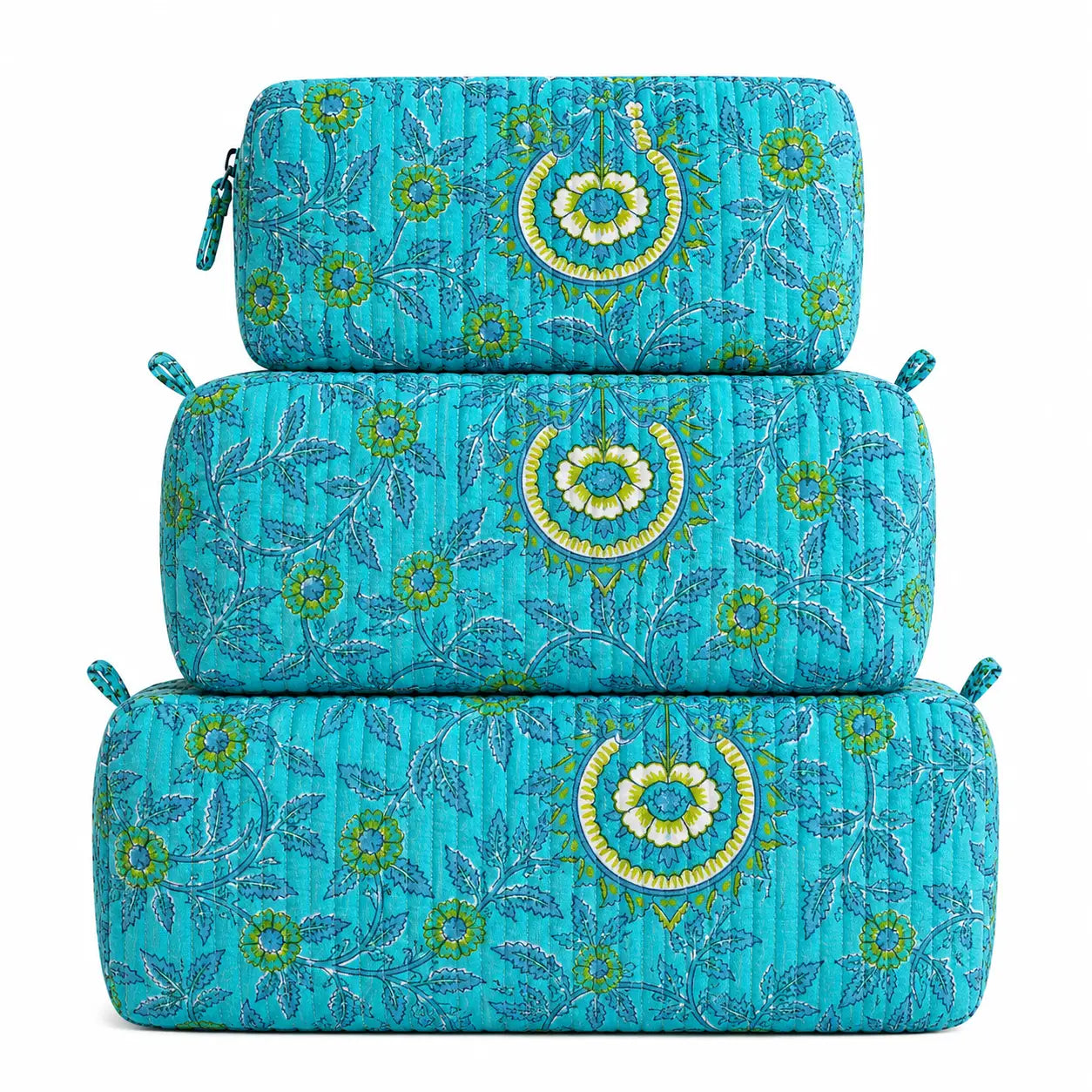 Quilted 3 in 1 Cosmetic Bags