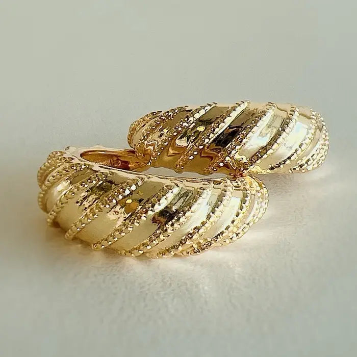 True By Kristy-  Ryan Croissant Hoops Earrings Gold Filled