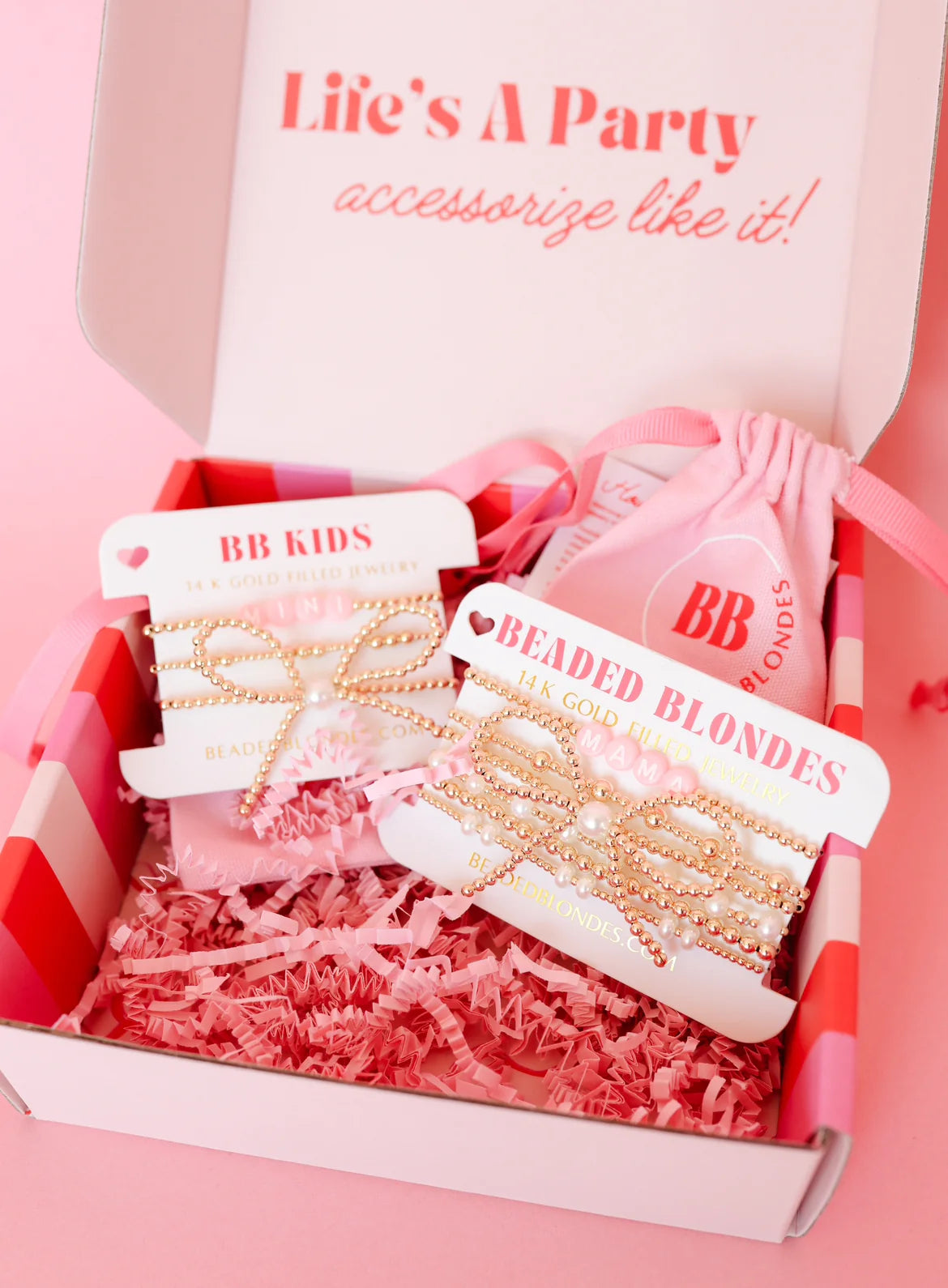 Beaded Blonde Kids-Gold Bow Bracelet (Kids Size)