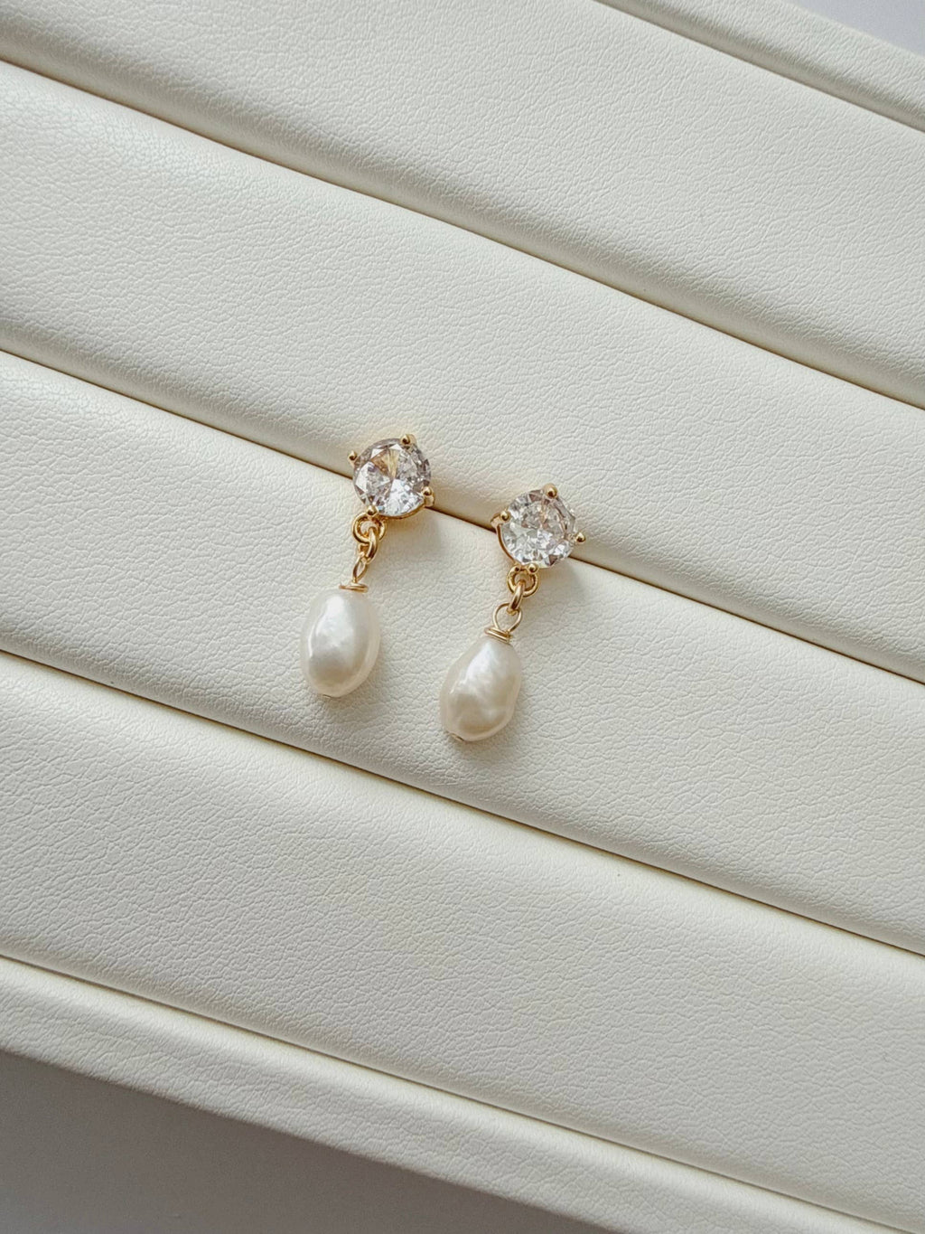 Piper Freshwater Pearl CZ Bridal Earrings Gold Filled