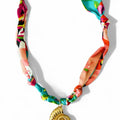 True By Kristy- Capri Knotted Scarf Seashell Charm Necklace Gold Filled