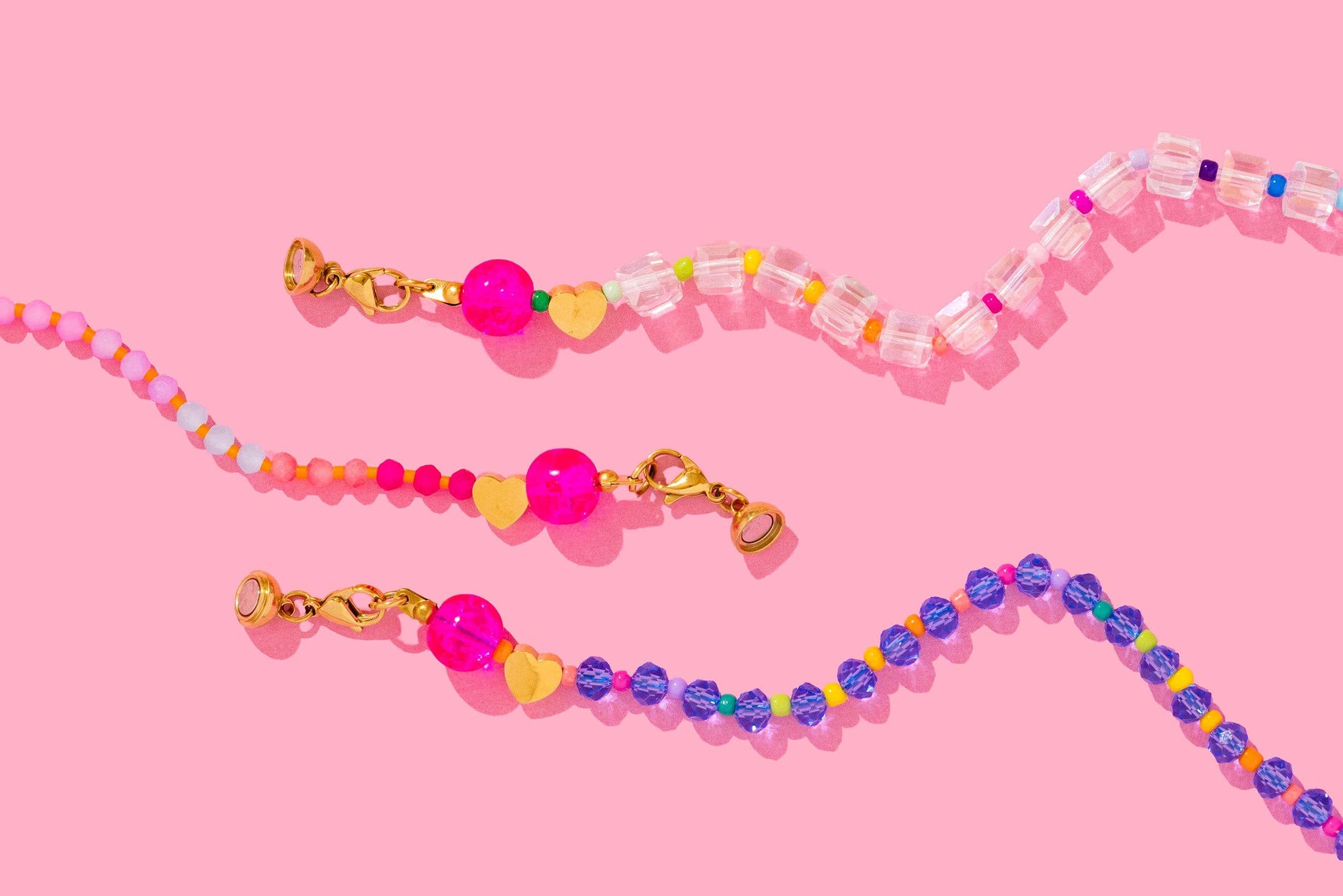 Taylor Elliott Designs-Beaded Necklace - White Opal + Multi-Colored Beads - Maggie