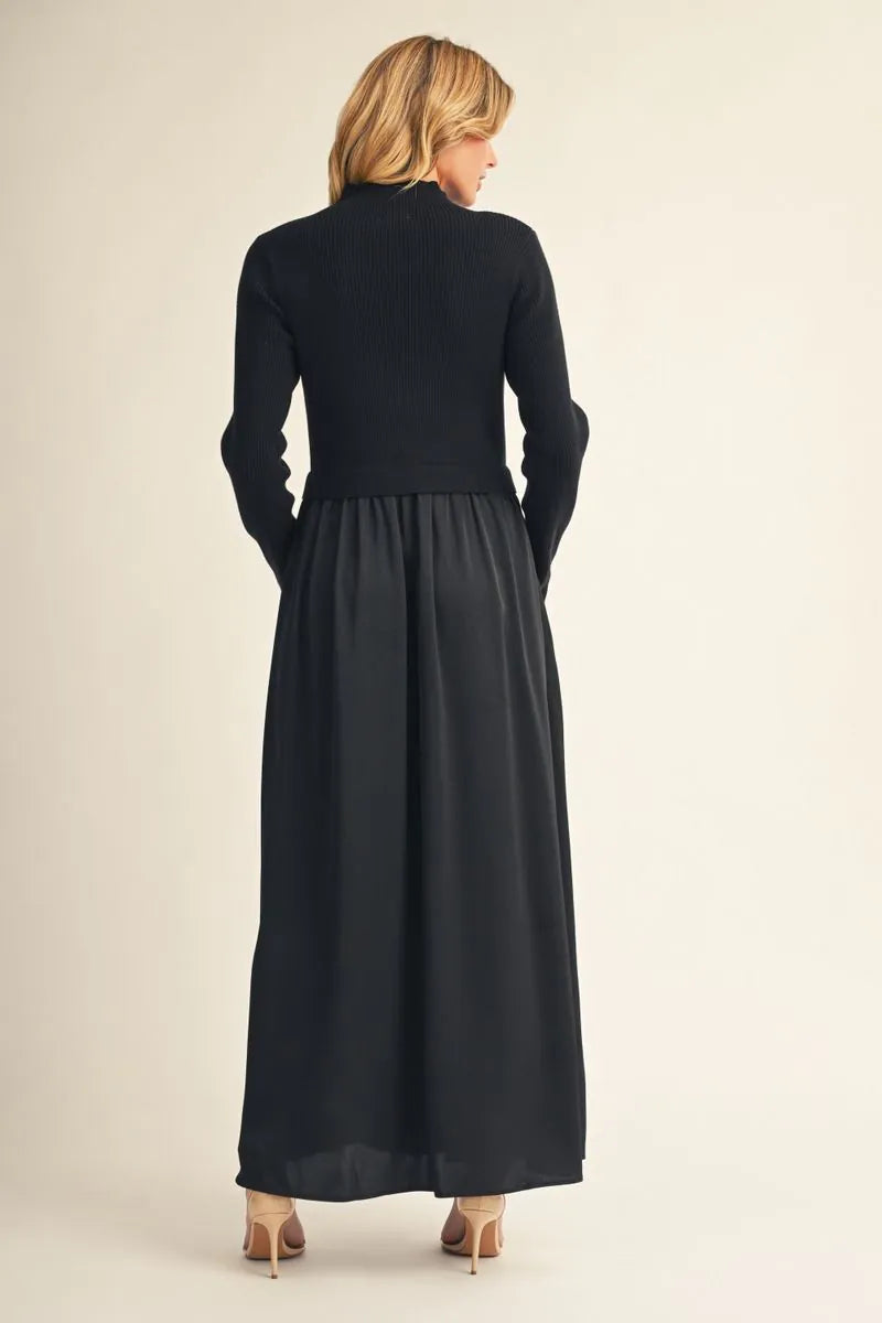 Black Maxi Dress with Sweater Top with soft skirt attached