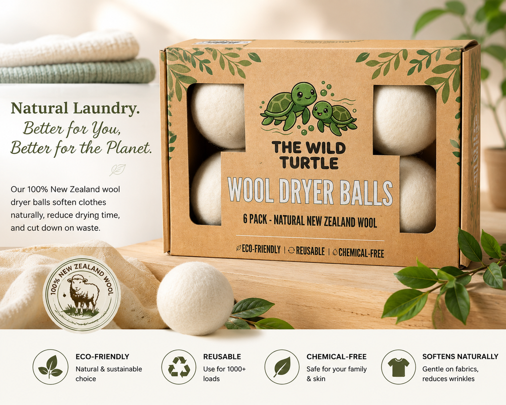 Wool Dryer Balls — Natural Fabric Softener, Dryer Sheet Replacement (6-Pack)