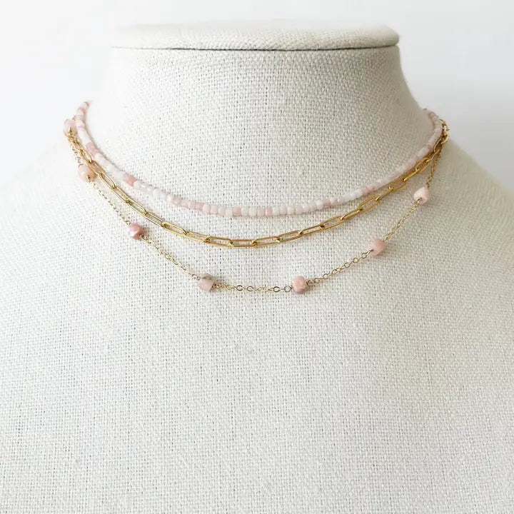Jeny Baker- Maddy Gemstone Necklace, Pink Opal