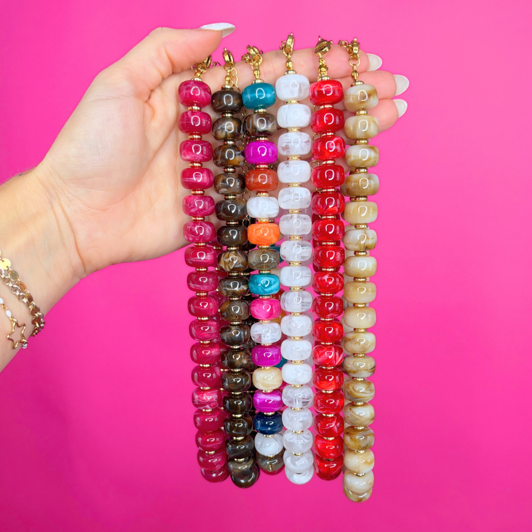 Jasmine Beaded Necklace: Tan