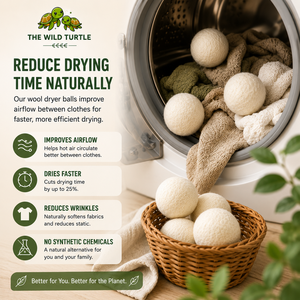 Wool Dryer Balls — Natural Fabric Softener, Dryer Sheet Replacement (6-Pack)