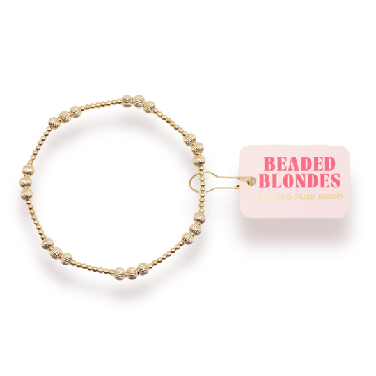 Beaded Blonde- ILY Fluted Bracelet in Gold