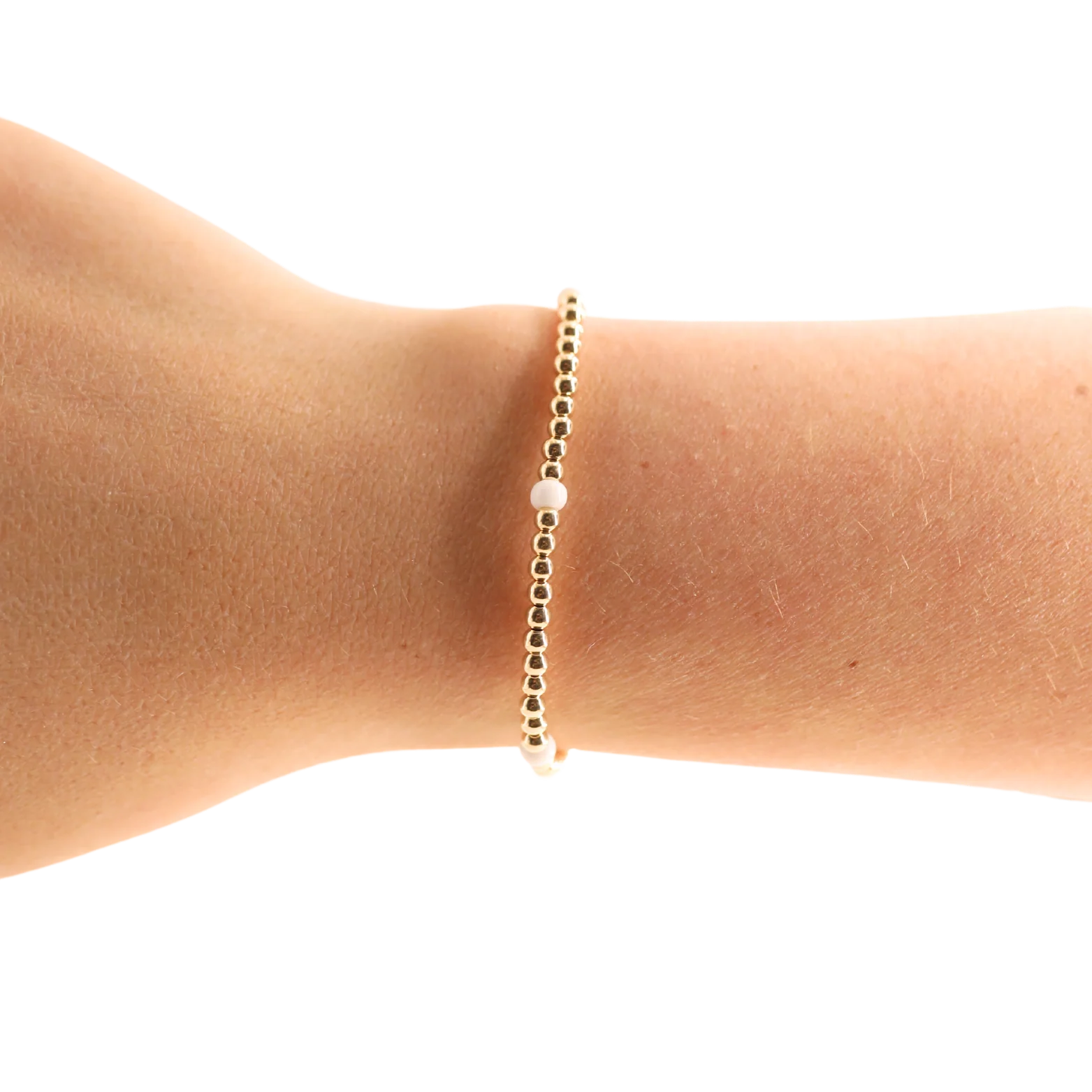 Beaded Blonde- White Poppi Bracelet