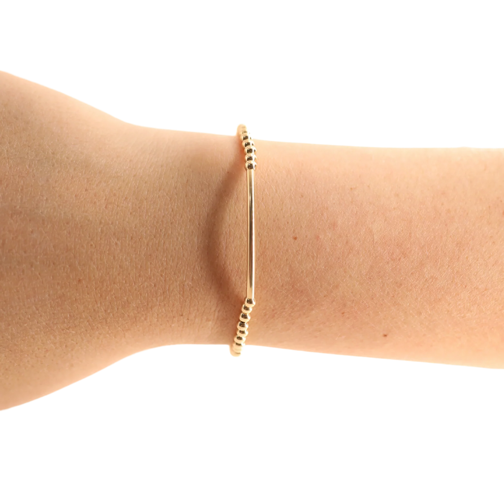 Beaded Blonde Kids-3mm Gold Bar Beaded Bracelet (Kids Size)