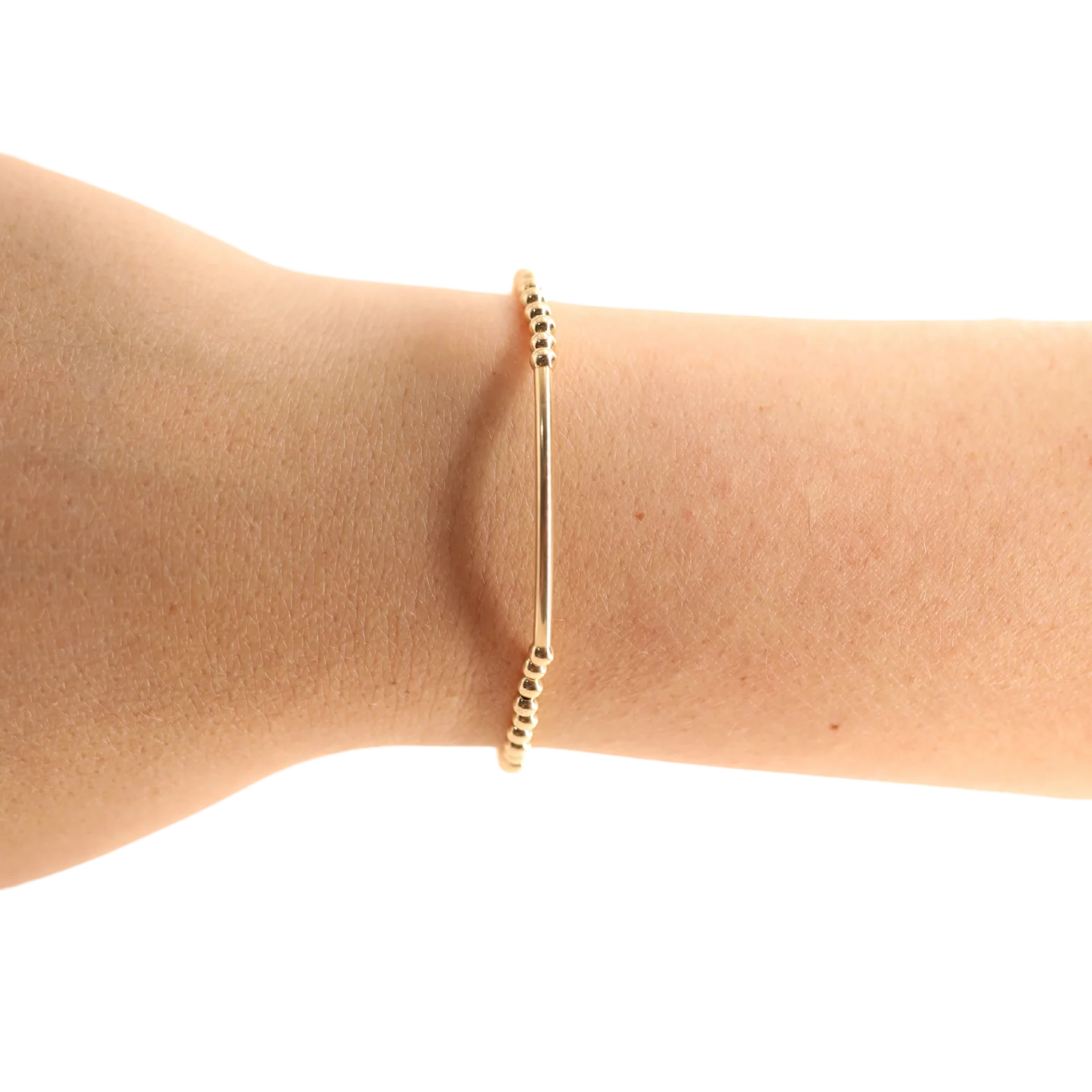 Beaded Blonde Kids-3mm Gold Bar Beaded Bracelet (Kids Size)