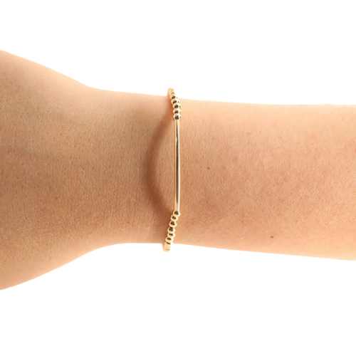 Beaded Blonde Kids-3mm Gold Bar Beaded Bracelet (Kids Size)