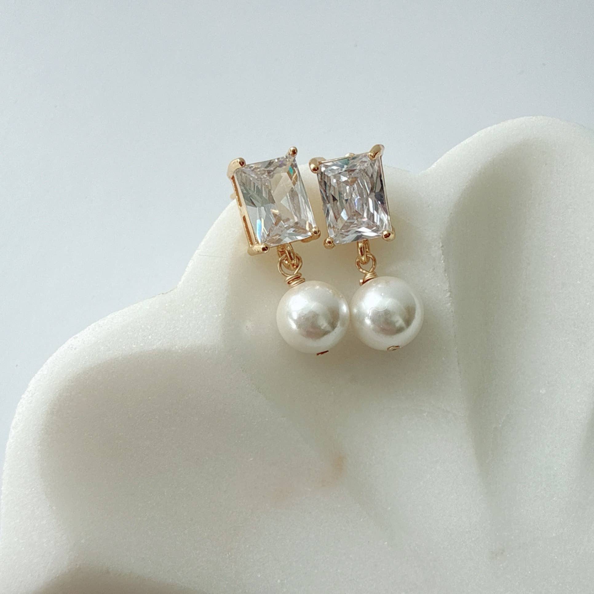 Morgan Freshwater Pearl CZ Bridal Earrings Gold Filled