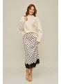 Black and White Polka Dot Skirt with Lace Trim