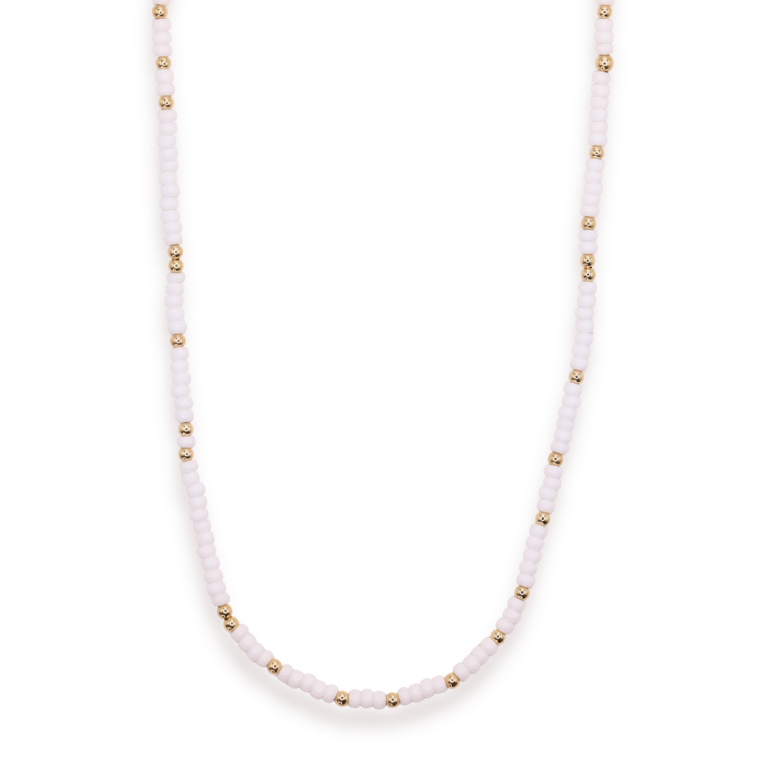 Beaded Blonde-White Sprinkle Necklace in Gold