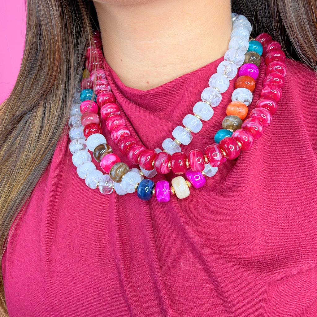 Jasmine Beaded Necklace: Tan