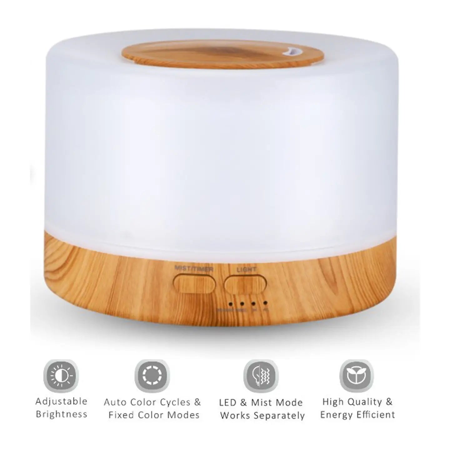 Diffuser- 700ml Ultrasonic Home Diffuser, Natural Wood and White
