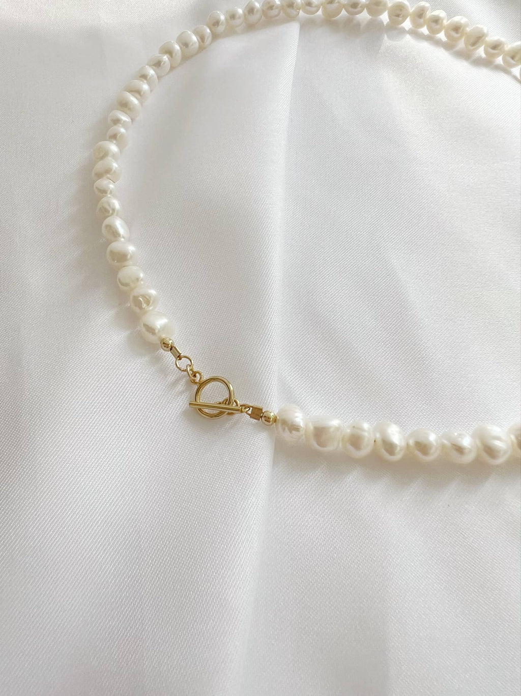 Saltwater Toggle Freshwater Pearl Necklace Gold Filled