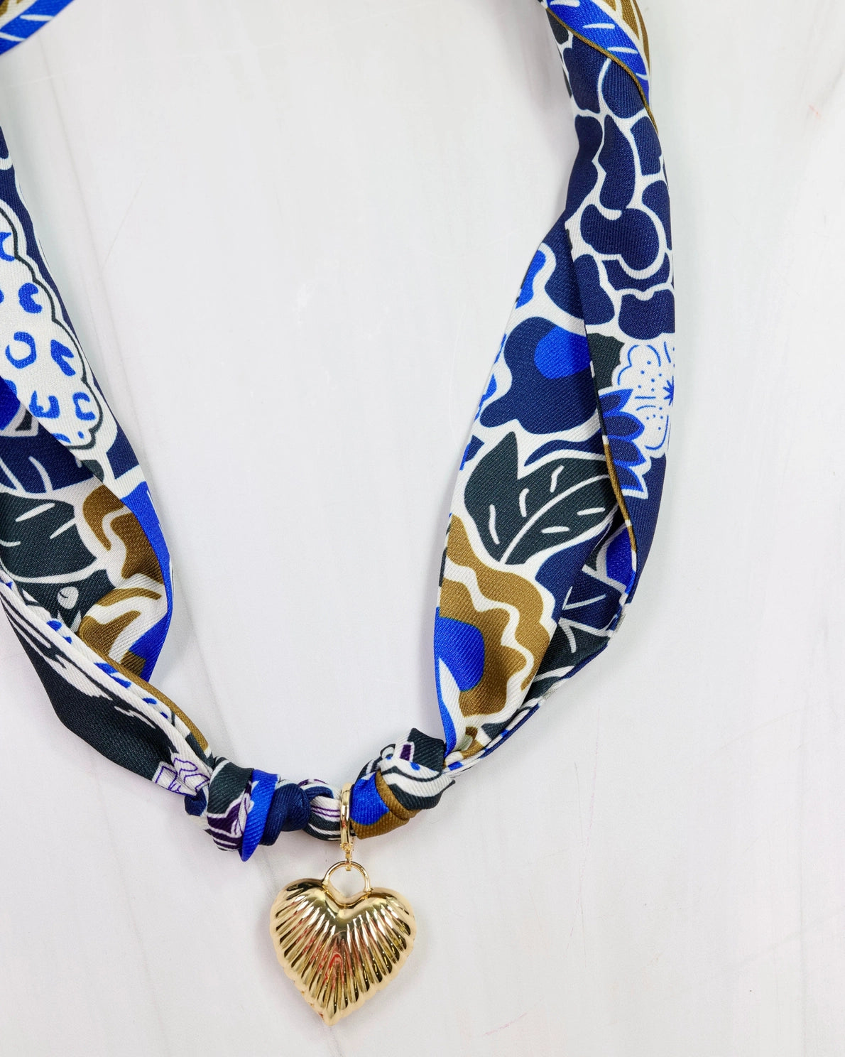 Caroline Hill- Lillie Scarf Charm Necklace Blue Coffee