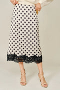 Black and White Polka Dot Skirt with Lace Trim