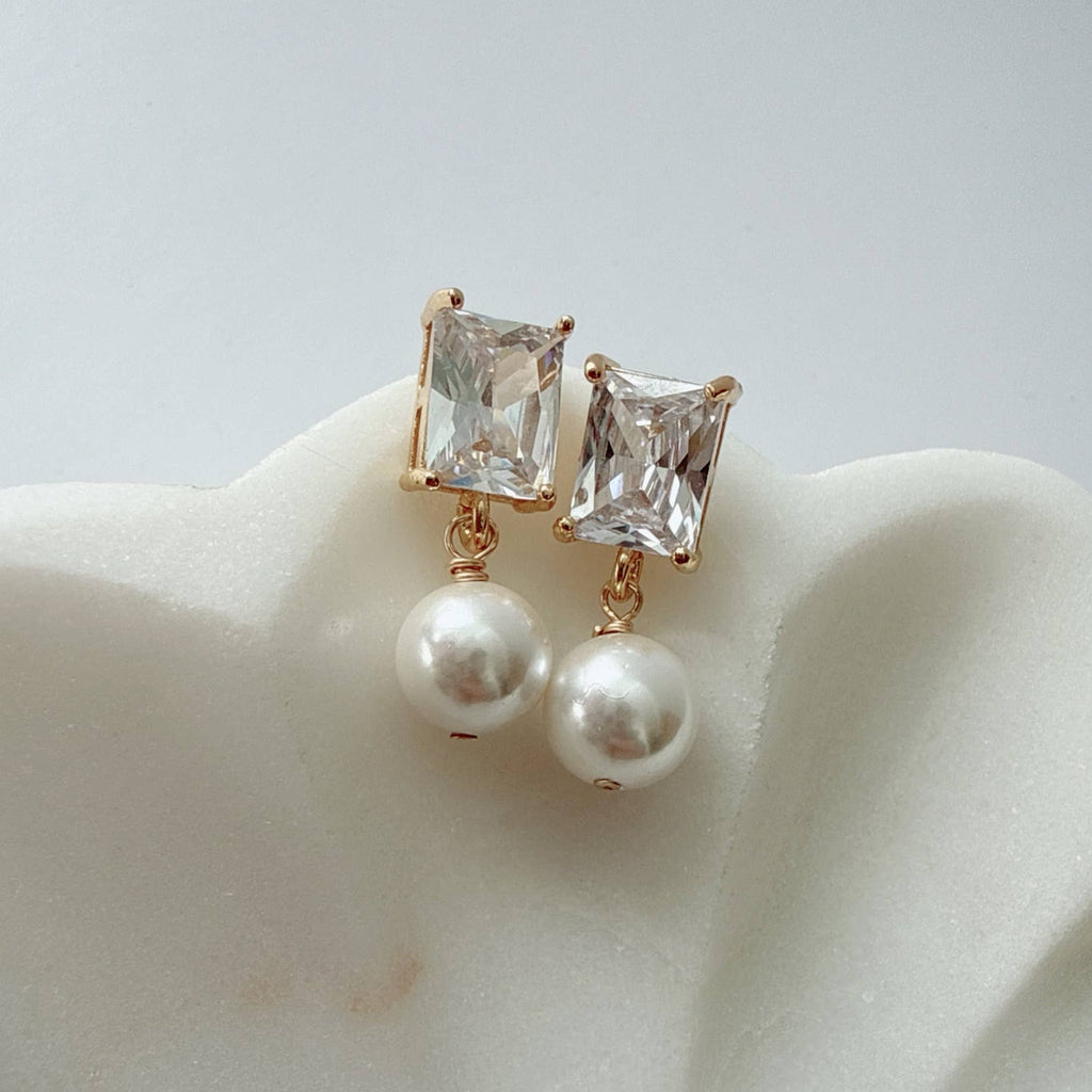 Morgan Freshwater Pearl CZ Bridal Earrings Gold Filled