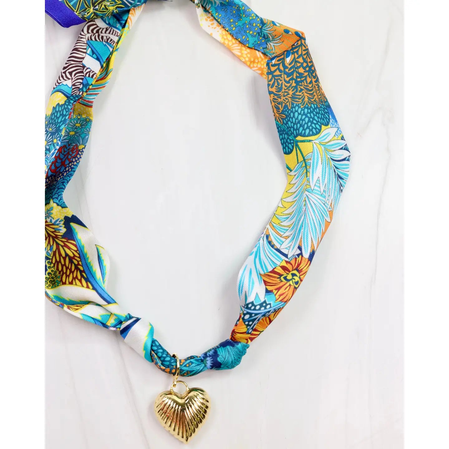 Caroline Hill- Lillie Scarf Charm Necklace Blue Yellow