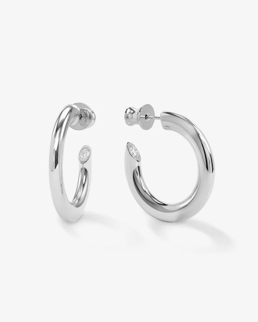 Melinda Maria- Silver Beacon Hoops 1"