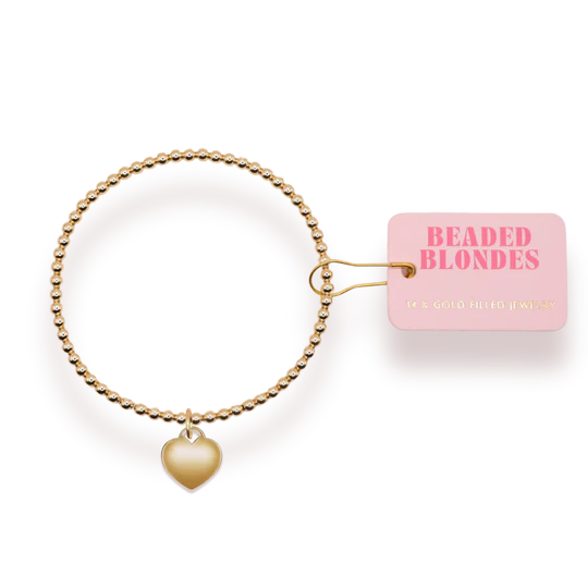 Beaded Blonde- Heart Locket Charm Bracelet