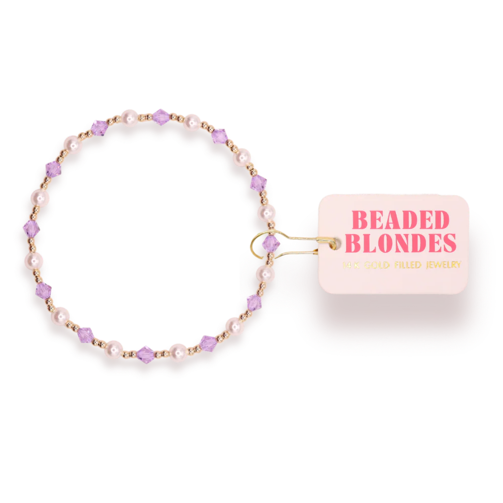 Beaded Blonde-Light Purple Pearl June Bracelet