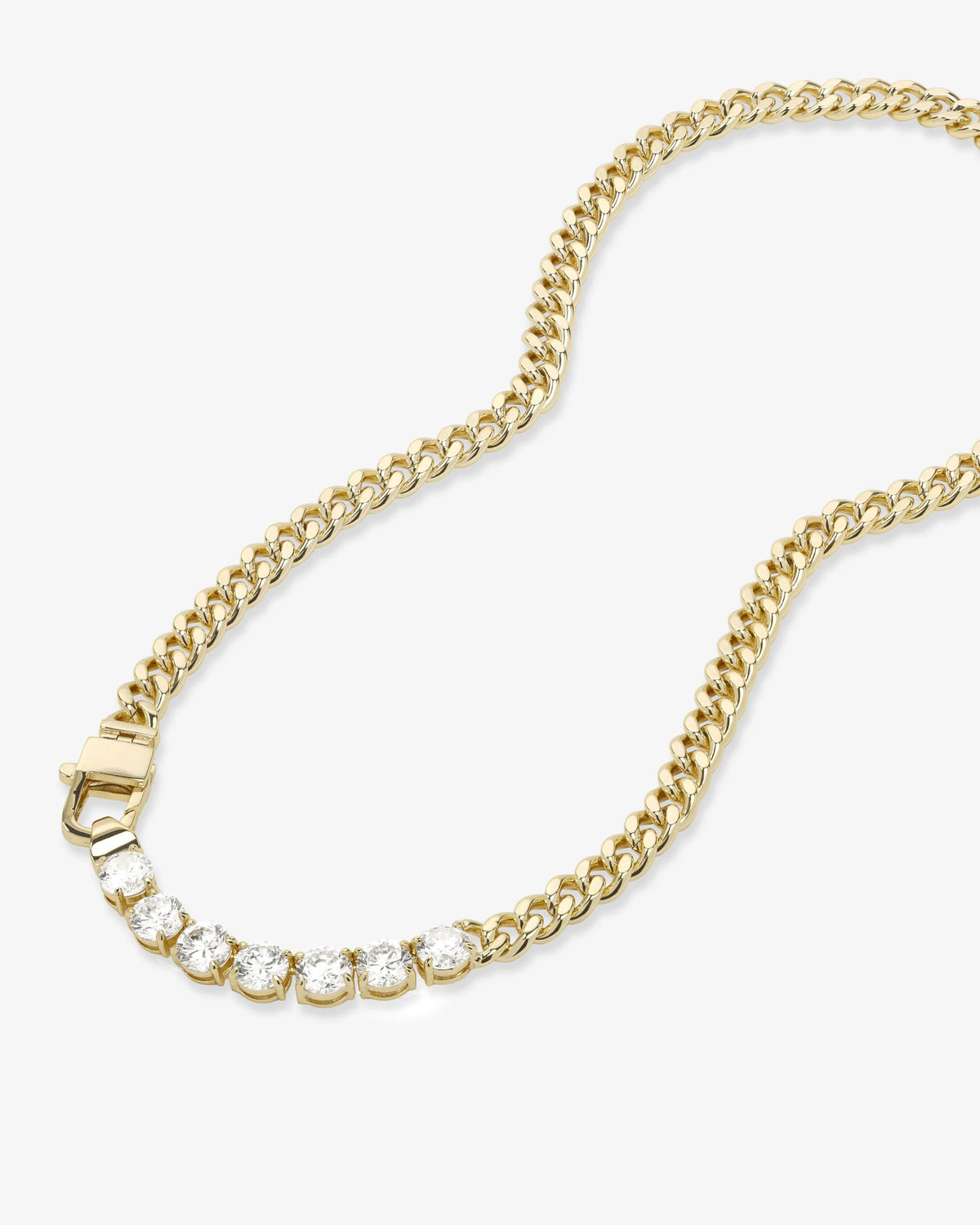 Gold chain necklace with embedded stones 