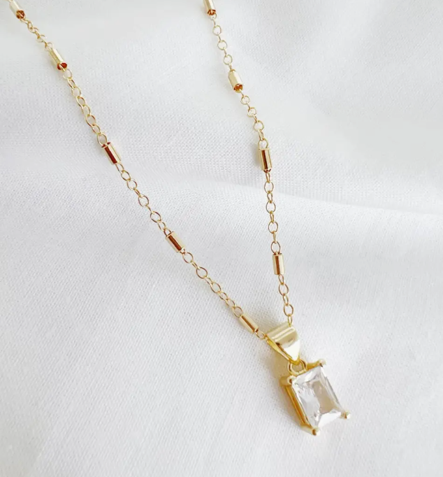 True By Kristy-Goldie Clear Cz Pendant Necklace Gold Filled