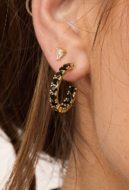 Melinda Maria-Heiress Black Hoops .75"