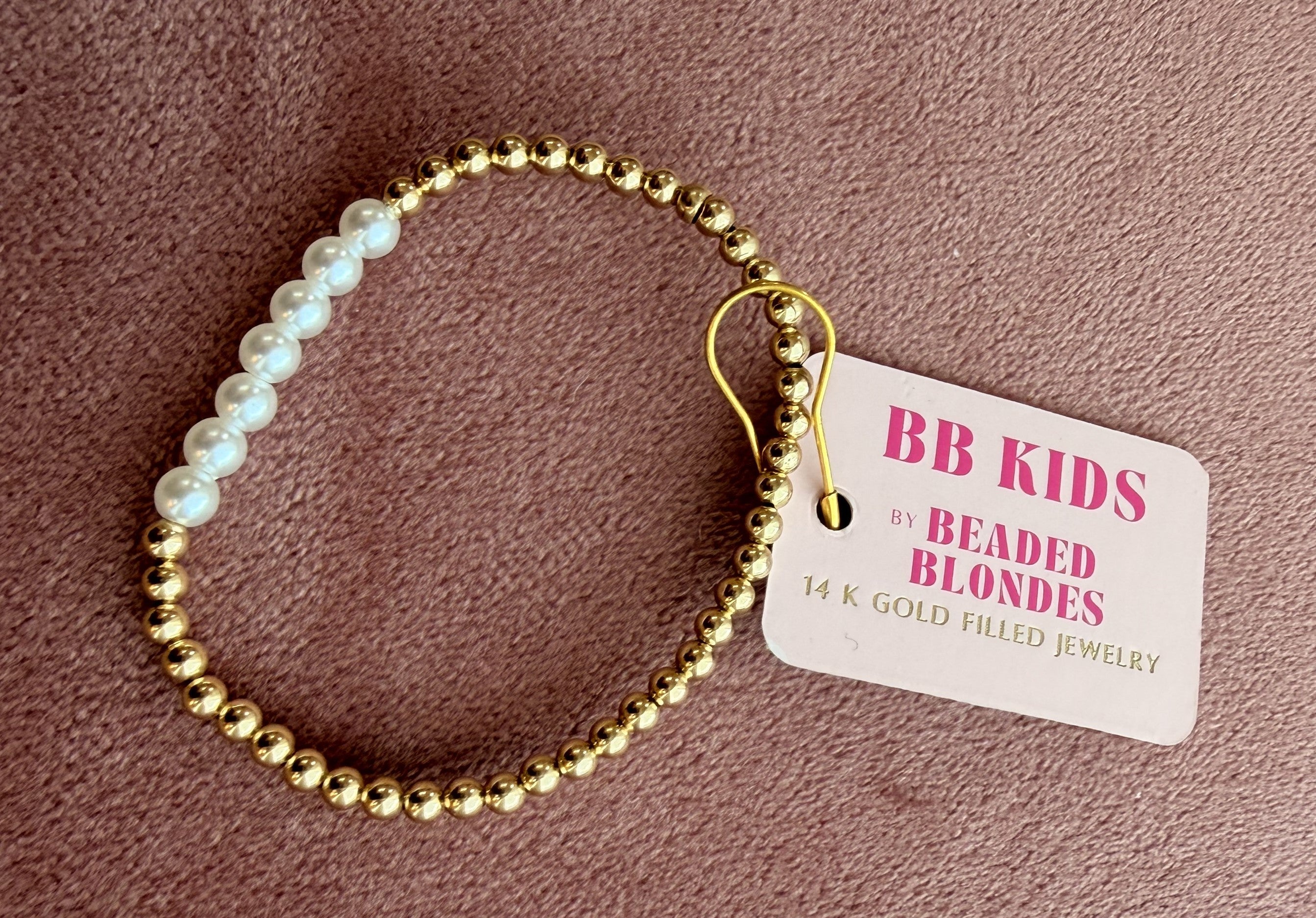 Beaded Blonde- 3mm Gold Filled and Pearl Bracelet (Kids Size)