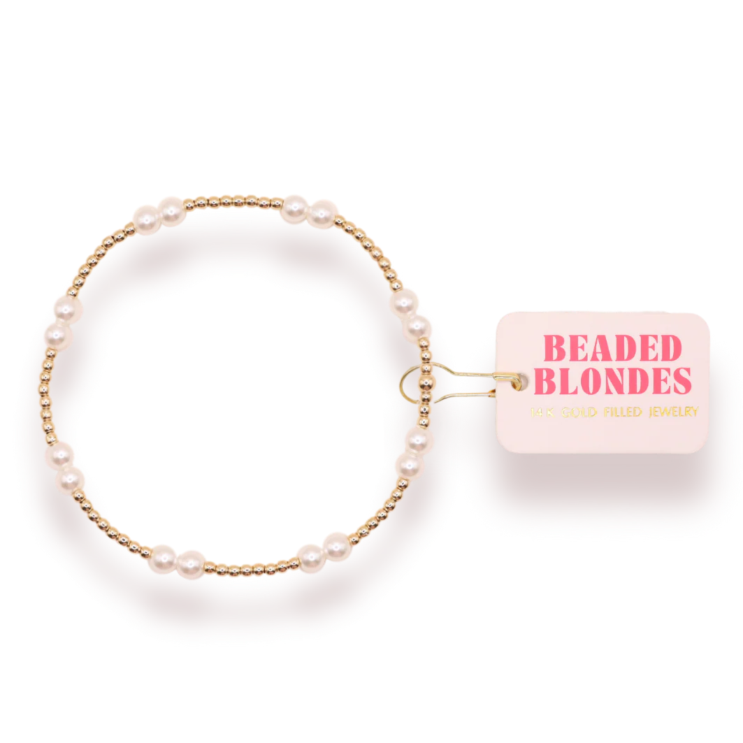 Beaded Blonde Kids-Leah Pearl Bracelet (Kids Size)
