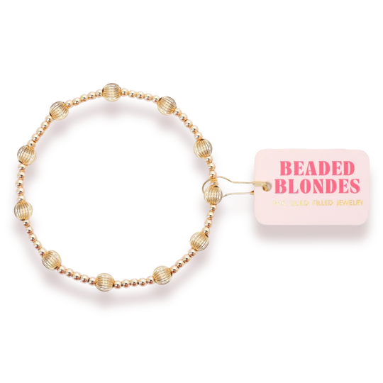 Beaded Blonde- Lively Fluted Bracelet in Gold
