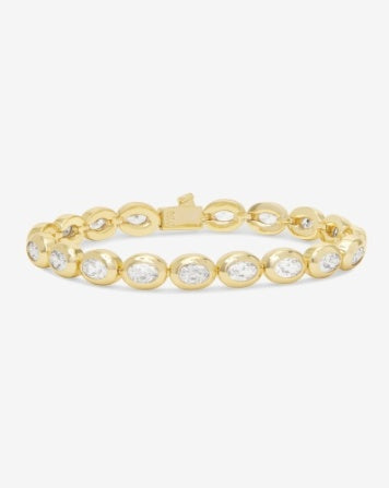 Gold bracelet with clear stones 