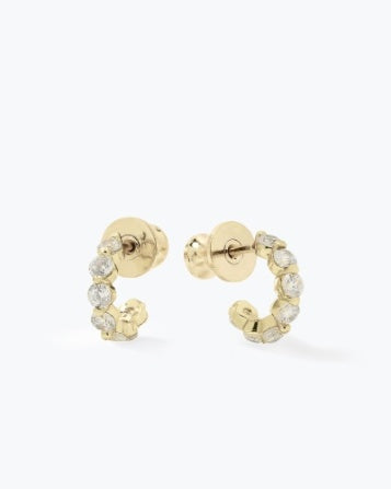 Gold hoop earrings with embedded stones 