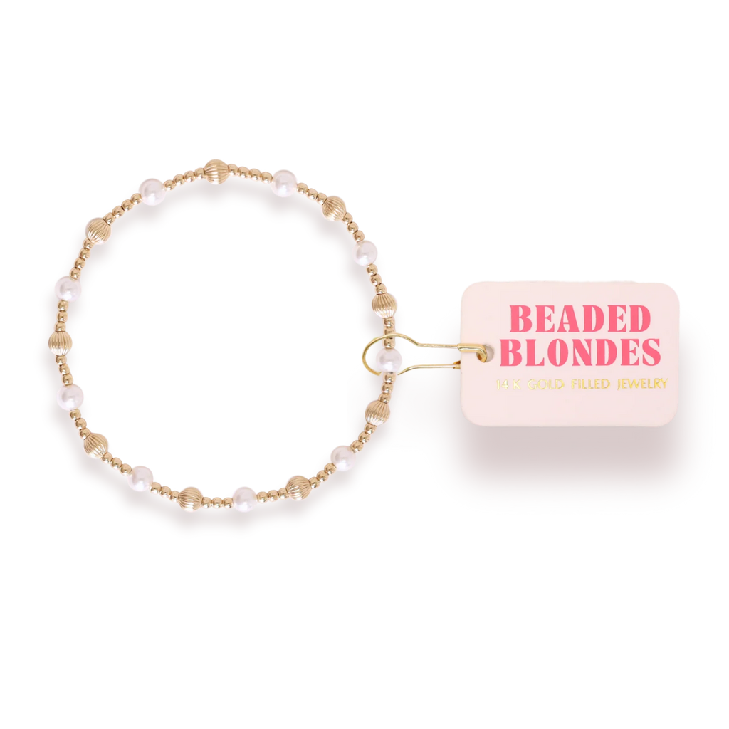Beaded Blonde-Palmer Fluted Bracelet in Pearl