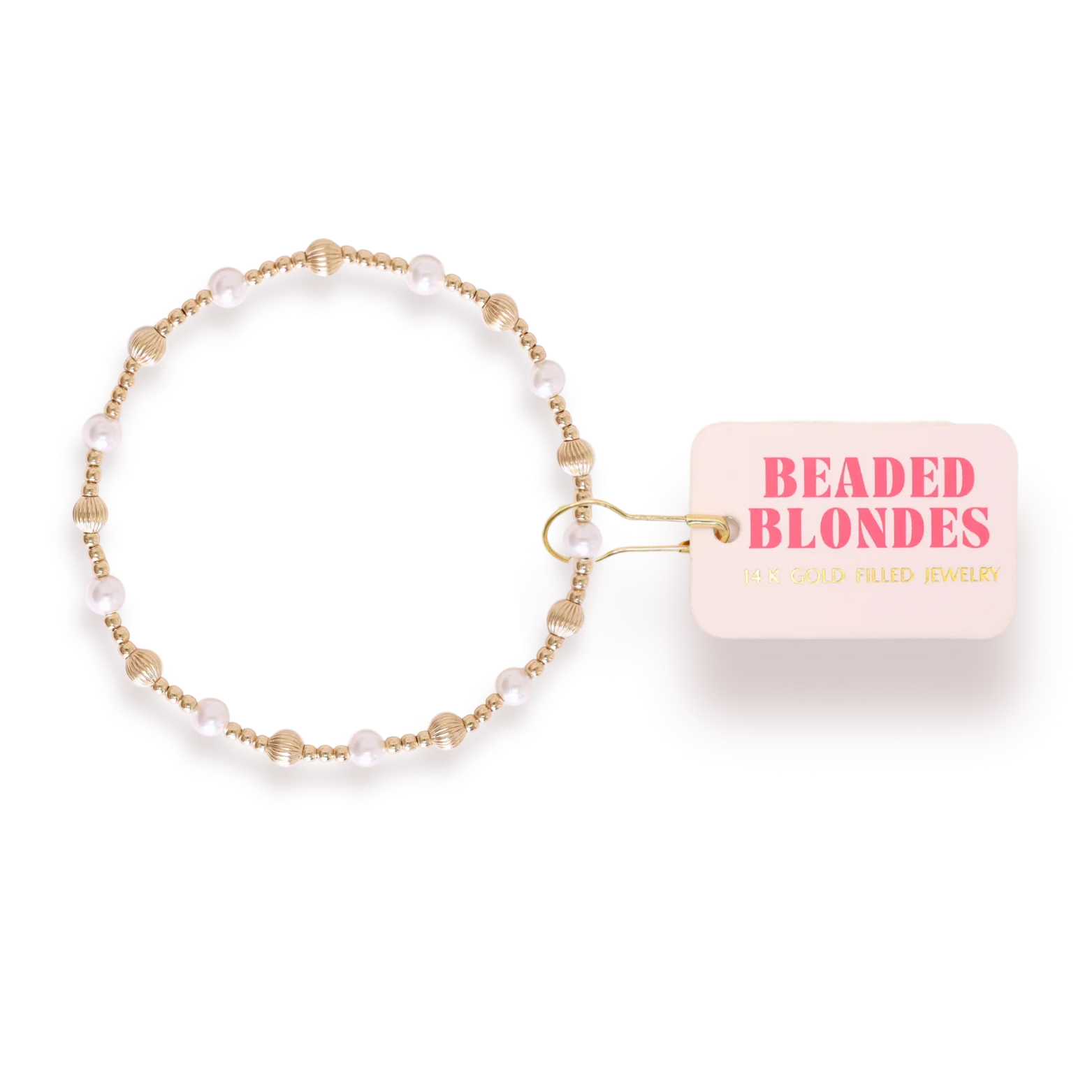 Beaded Blonde-Palmer Fluted Bracelet in Pearl