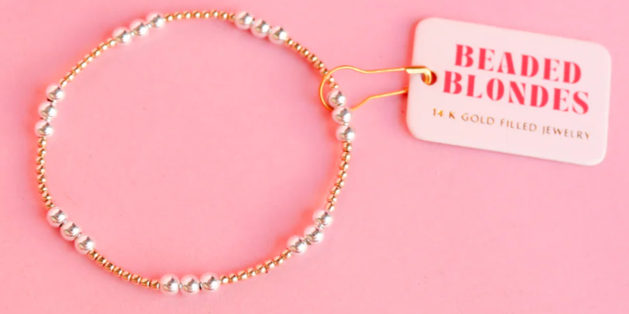 Beaded Blonde-ILY Gold with Silver Bracelet
