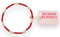 Beaded Blonde-Crimson Red Pearl Bracelet