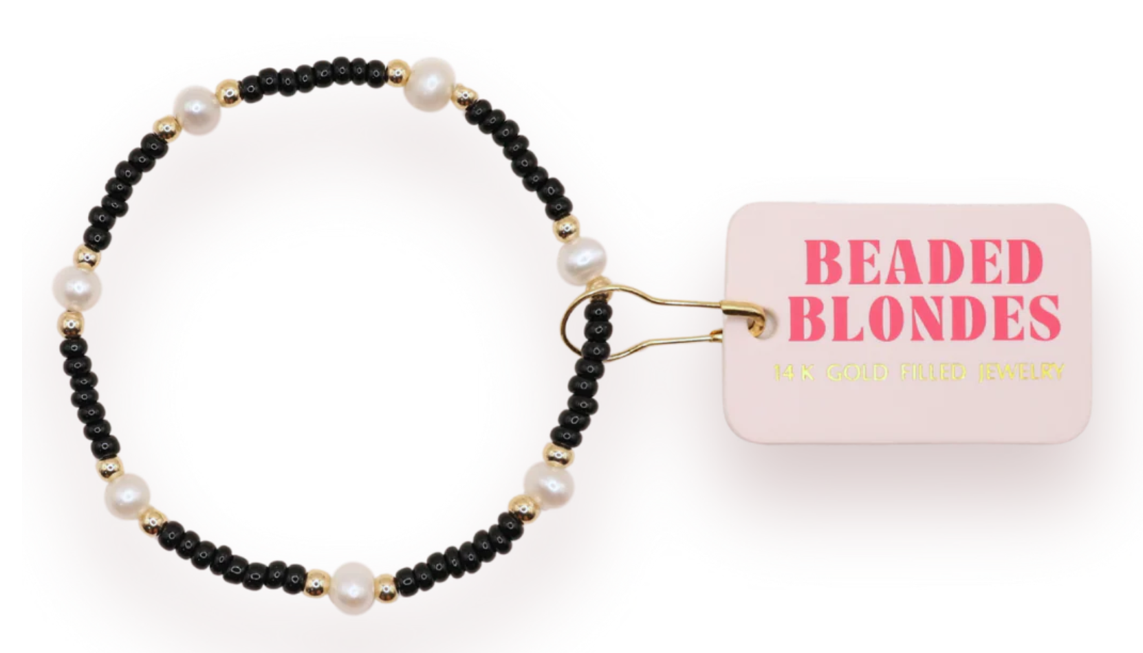 Beaded Blonde- Black Pearl Bracelet