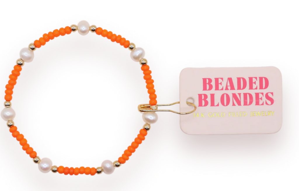 Beaded Blonde-Orange Pearl Bracelet